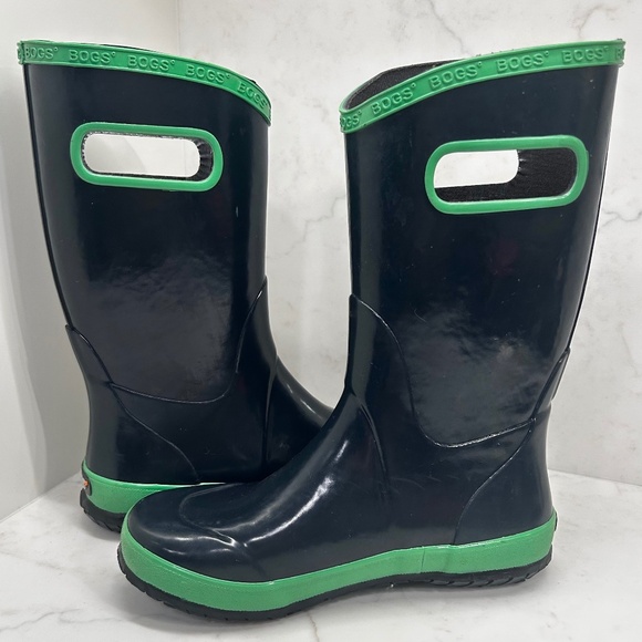 Bogs Kids Lightweight Waterproof Boots Navy/Green - 4Y - Very Clean! - Picture 1 of 7